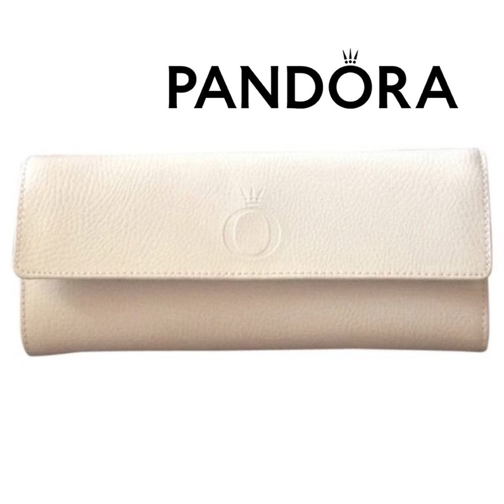 Pandora Leather Jewelry Roll & Travel Case in Eggshell White- Travel bag